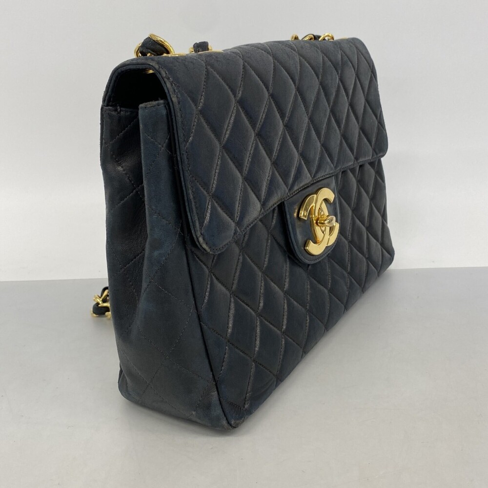 Chanel Shoulder Bag, Large Matelassé, Double Chain, Lambskin, Black, Women's - Picture 2 of 13